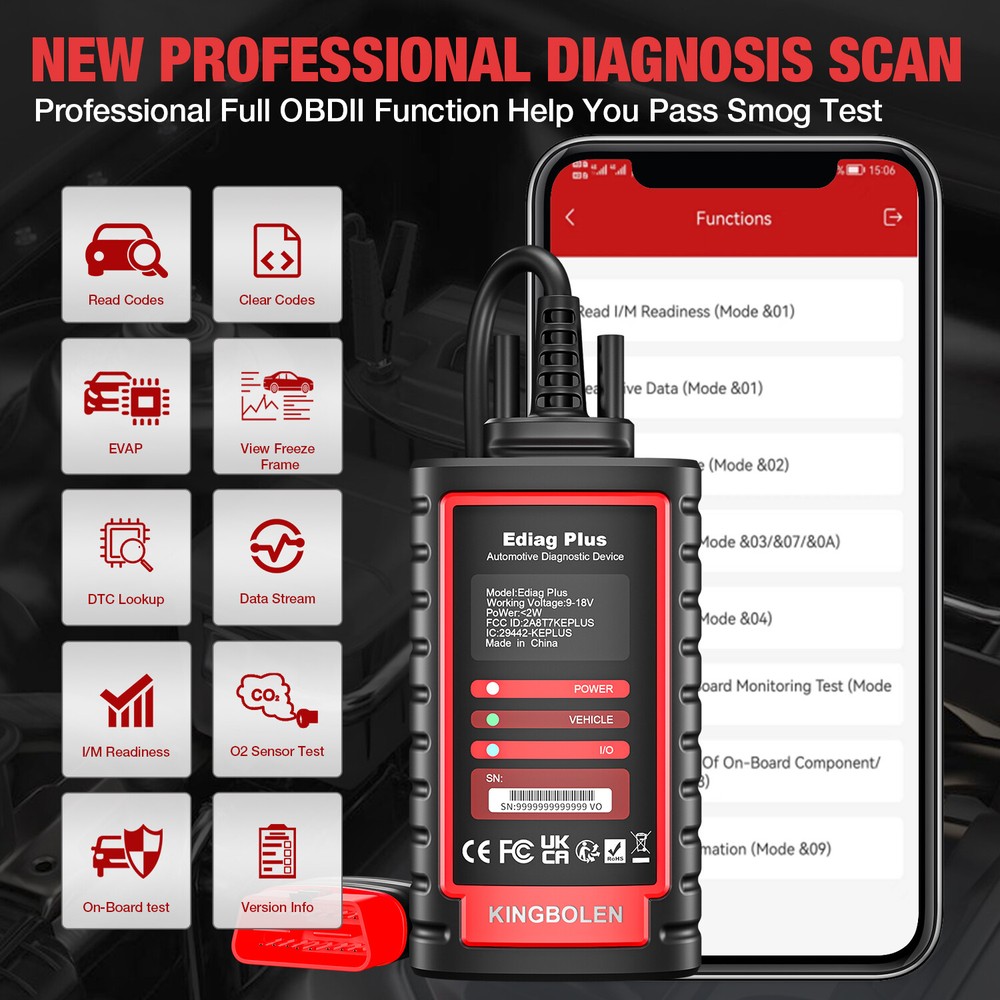 Ediag+ Bidirectional Car Diagnostic Tool OBD2 Scanner ECU Coding as THINKDIAG 2