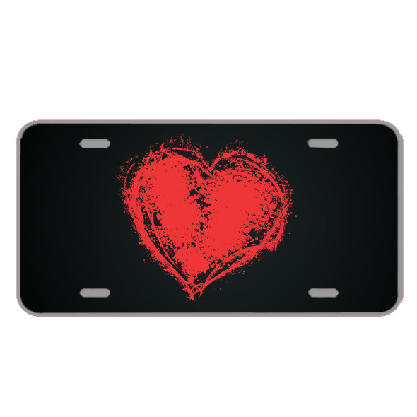 Custom License Plate With Red Heart Sketch