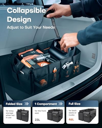 Trunk Organizer - Car Organizer, Foldable Trunk organizer for Medium Black