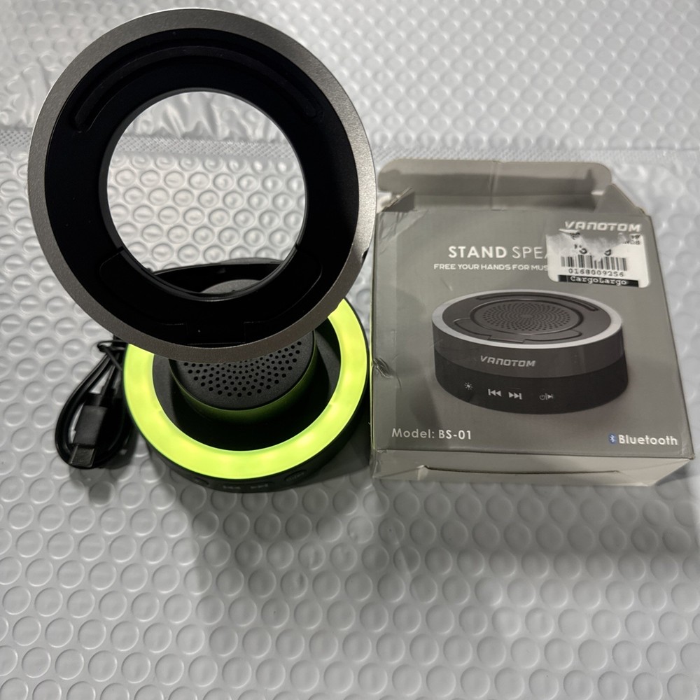 VANOTOM BS-01 Bluetooth Stand Speaker Cylinder Black Silver