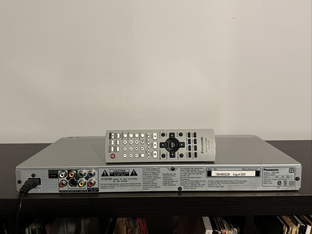 PANASONIC ( DVD-S29) DVD/CD PLAYER With Remote - TESTED - WORKING