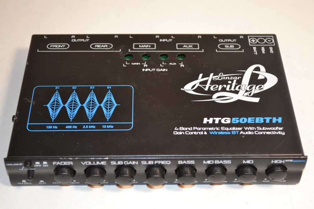Lanzar Hertitage 4-Band Parametric Equalizer Subwoofer Gain Control& Wireless BT