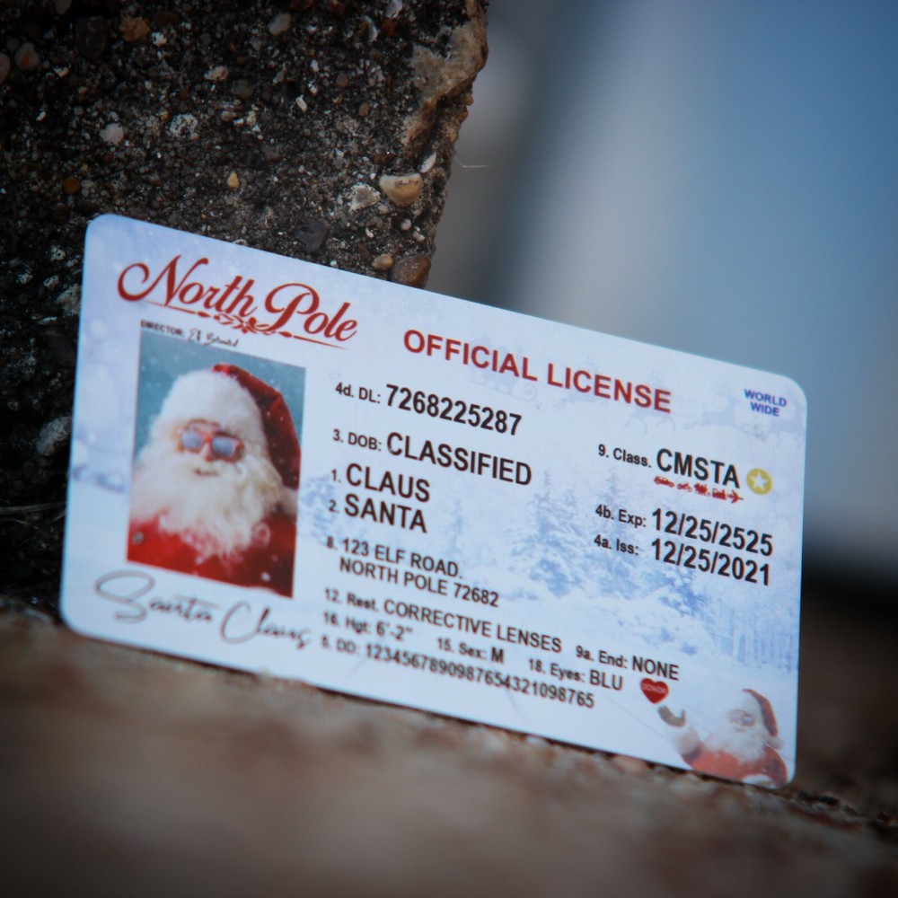 Santa Claus Driver License- Plastic Cards (5 pack)