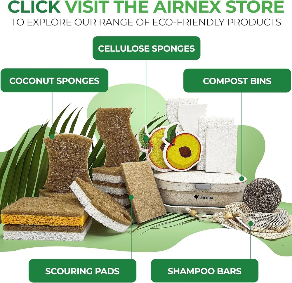 Biodegradable Natural Kitchen Sponge - Compostable Cellulose and Coconut Walnut