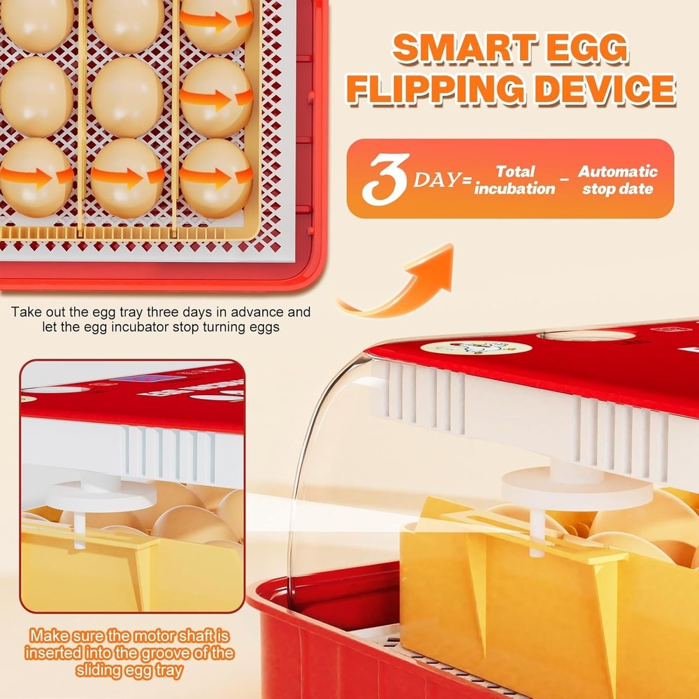 15-35 Eggs Incubator with Automatic Egg Turning and ℉Temperature Display LED Can