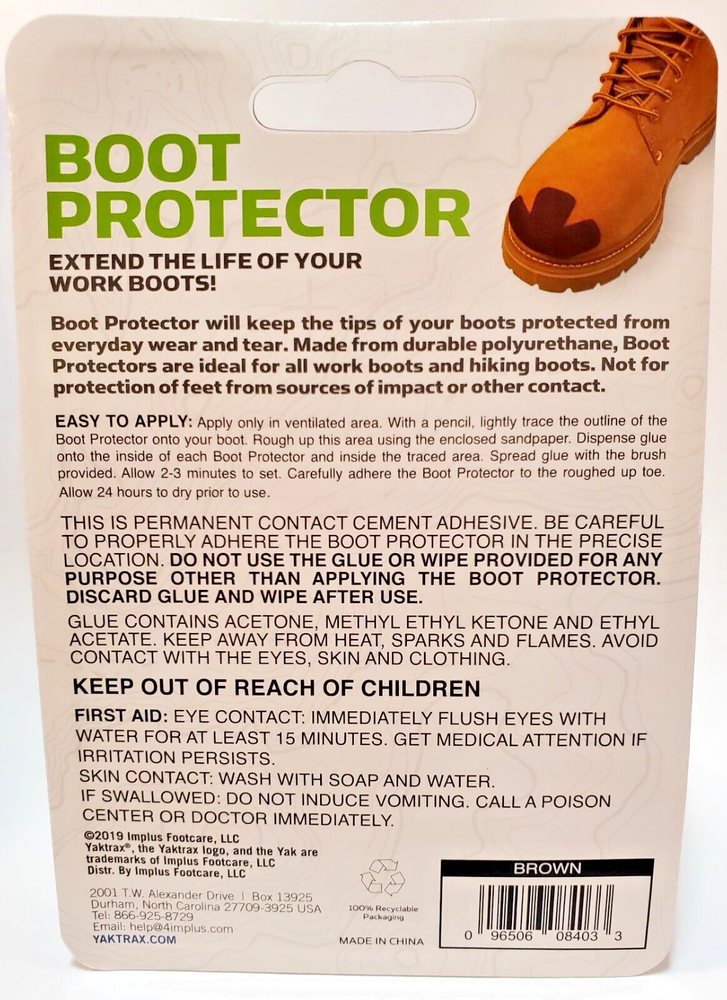 Yaktrax Boot Protector With Glue - Brown Color - 1 PAIR