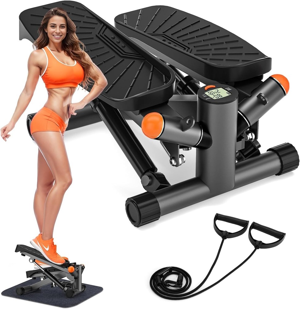 Adjustable Mini Stair Stepper with Resistance Bands,350lbs Loading Capacity