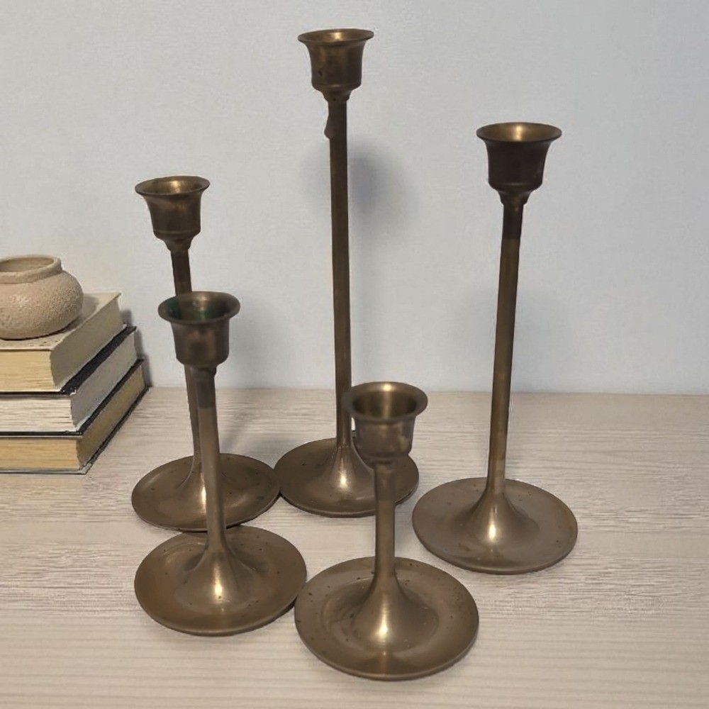 Brass Candle Holders 5 With Box 1983