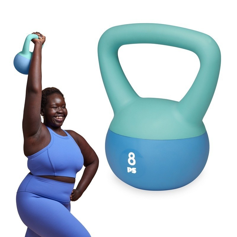 Durable 8lb Soft Shell Kettlebell W/ Comfortable Grip Strength Training New