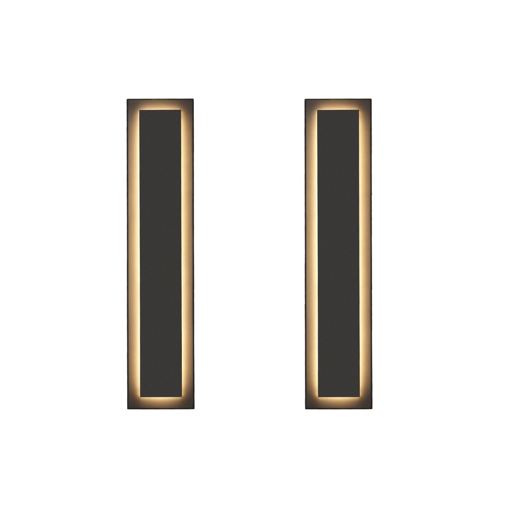 2-Pack 23.6 in. Black Wall Light