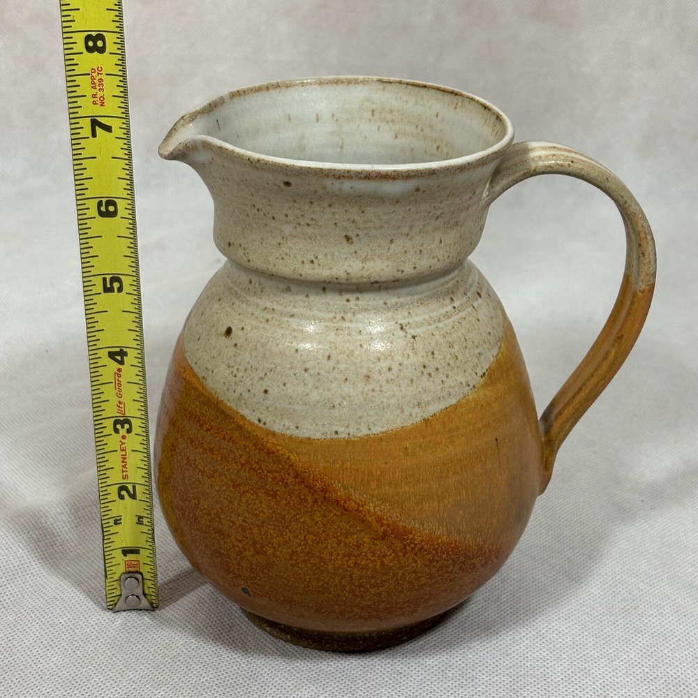 Signed Studio Pottery Multi-Color Pitcher 7"