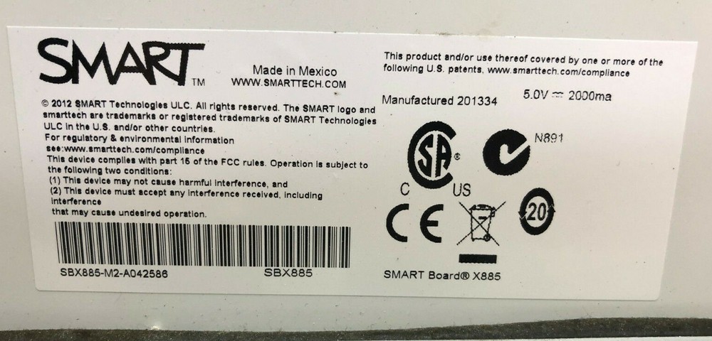 Smart Technologies White Board & Projector - 88 inch Smart Board Including Tray