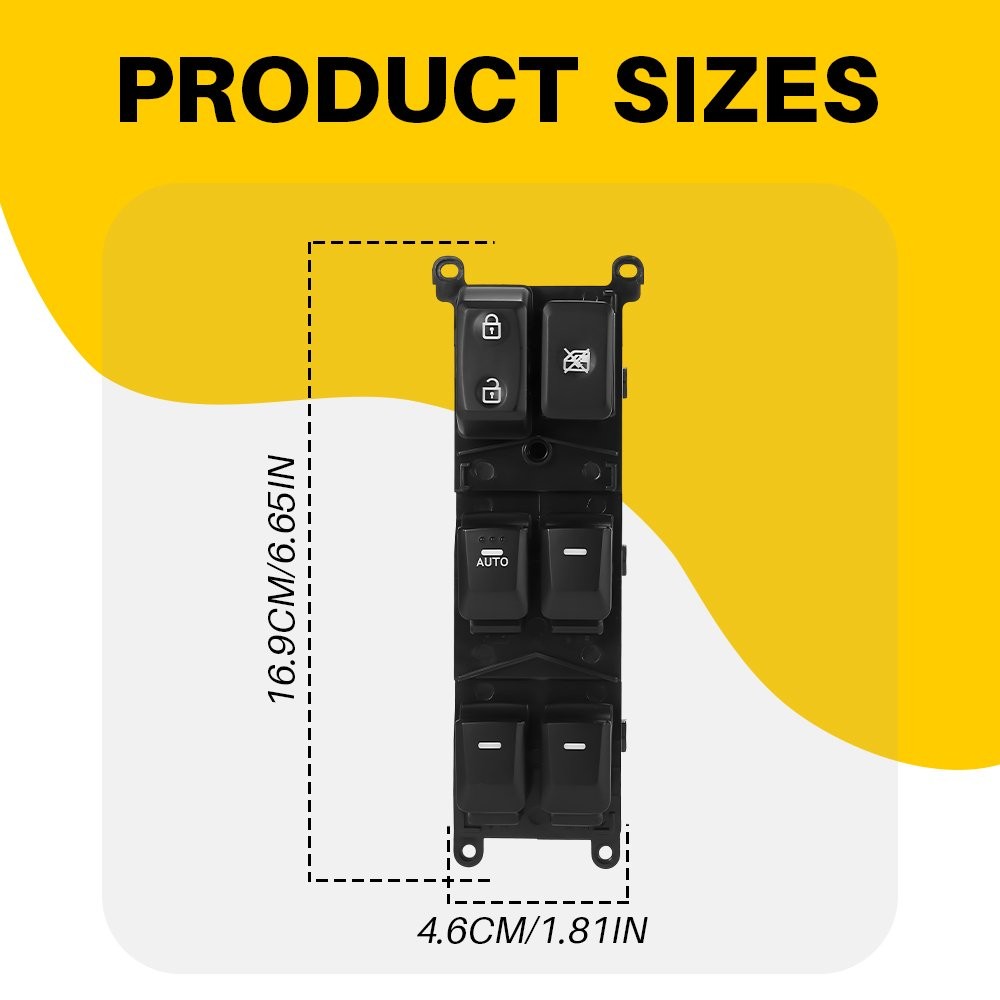 Power Window Control Switch Button Driver Side Front Black For Kia Rio 2012-2015