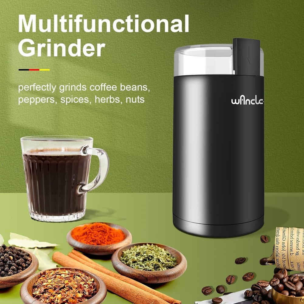 Effortless Electric Coffee Grinder & Spice Mill - One-Touch Operation, Black