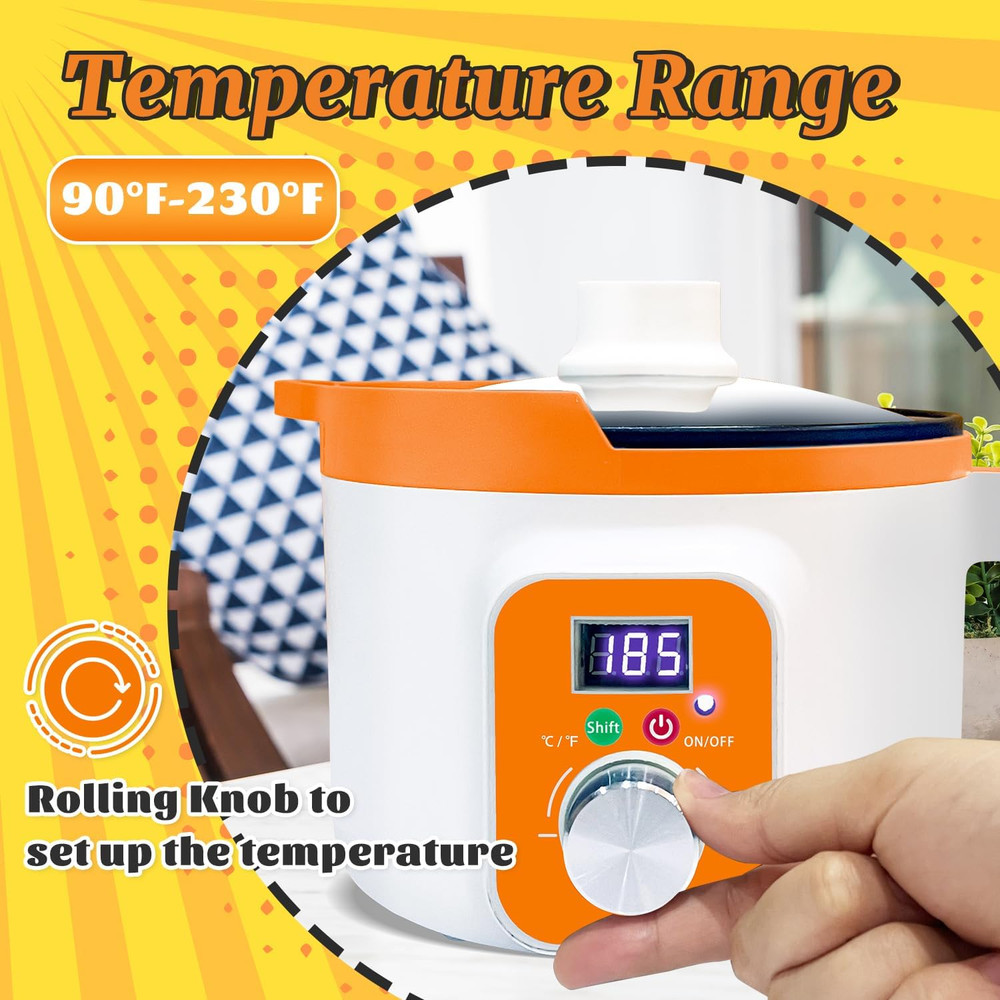 Candle Wax Melter Pot with LED Display & Precise Temperature Control, Electric W