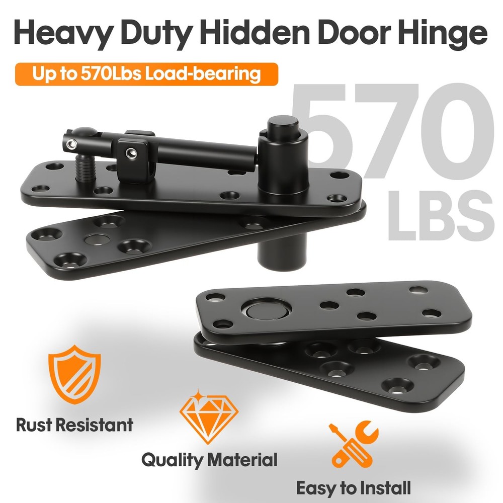 Murphy Door Pivot Hinge Kit, Hidden Door Hinge Hardware Kit, 570 Lbs Load-Bea