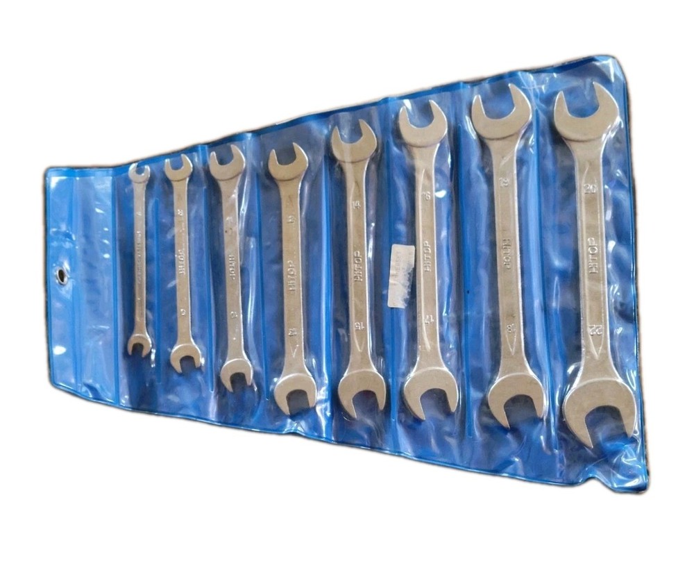 Vintage HiTOP Open Ended Wrench Set 8 Piece Mechanical Tool Spanner