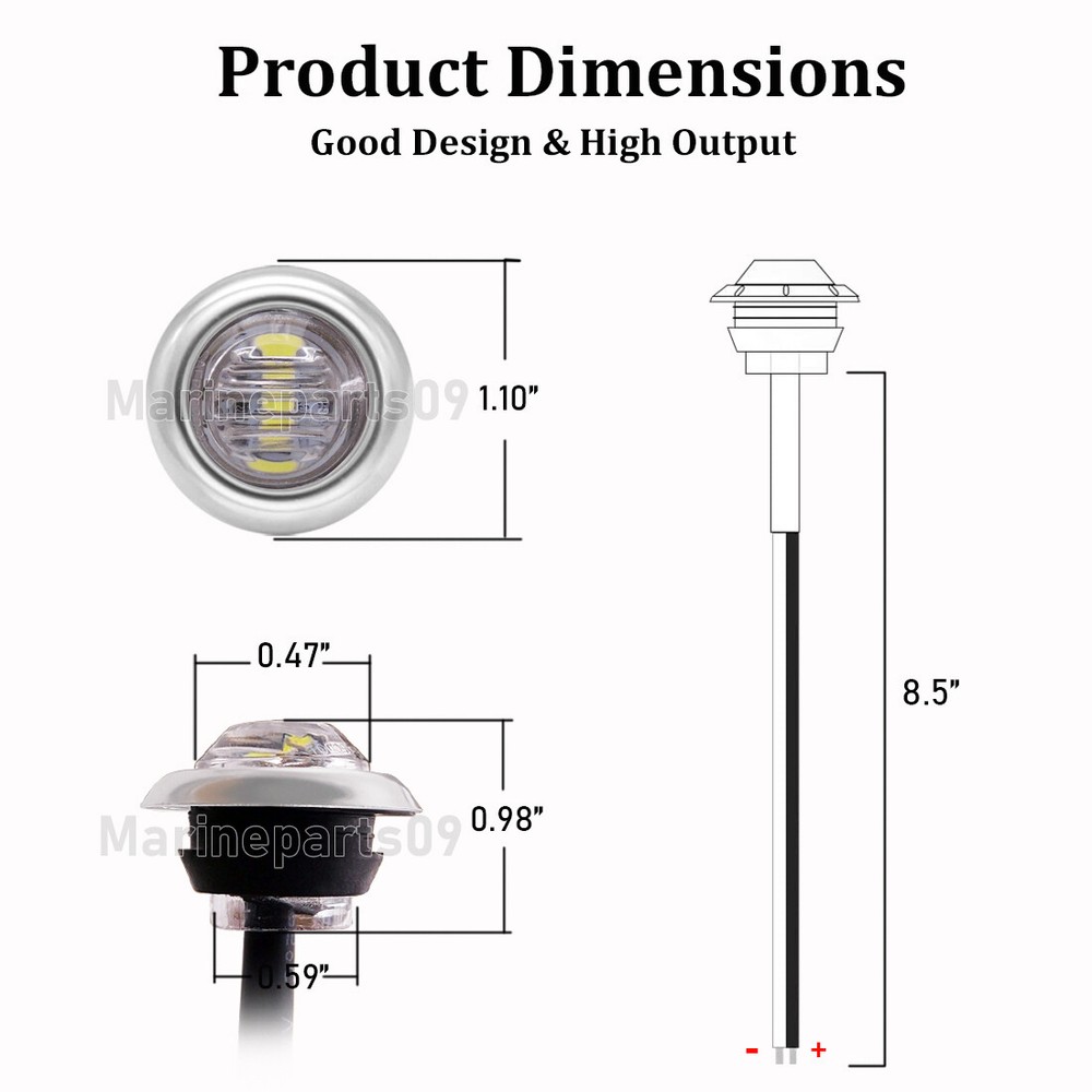 20x White Boat Deck Light LED Stainless Cabin Lighting Courtesy Lights