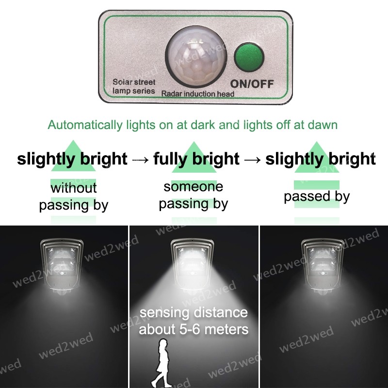 Solar Sensor Street Lamp 450W Outside Path Security Energy Saving Timer IP65