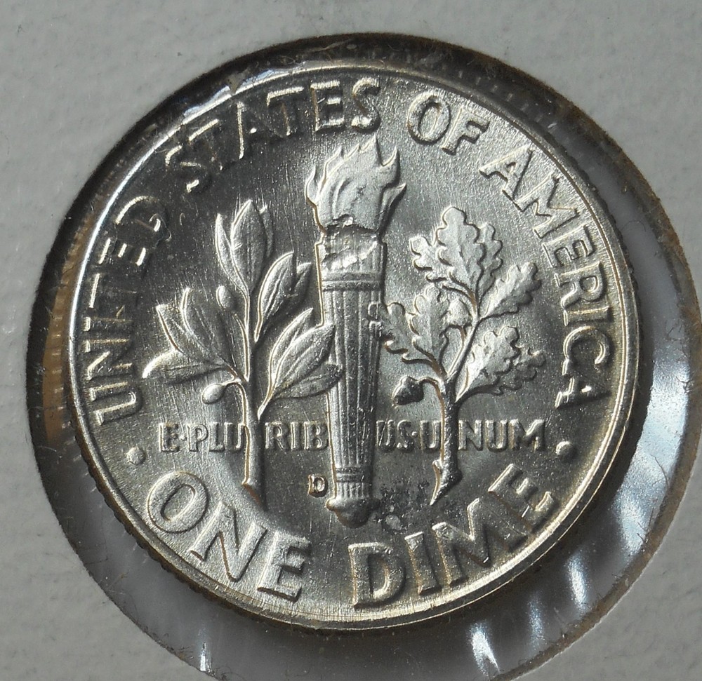 1963-d . Roosevelt Dime . Choice BU . Struck Through Error Reverse.