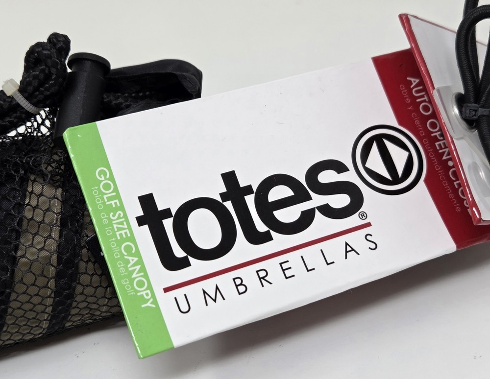 New Brown Totes Golf Size Canopy Umbrella - X-Large Coverage (55-68" Arc)