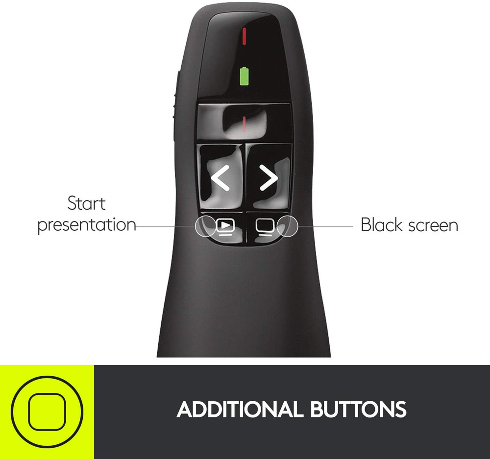 Wireless Presenter R400, USB-A Powerpoint Clicker with Laser Pointer, Wireless P