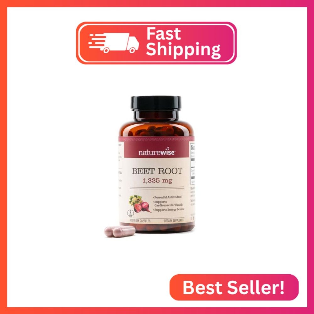NatureWise Beet Root Capsules 1325mg with Organic Beetroot - Nitric Oxide Booste