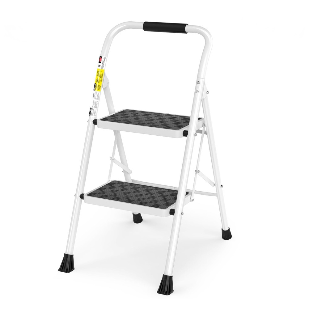 HBTower 2 Step Ladder,2 Stool for Adults Folding 2-Step, White