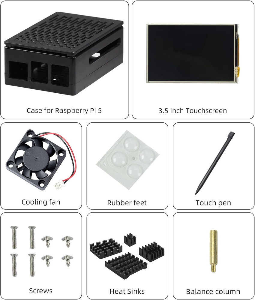 Raspberry Pi Display, 3.5 Inch Touchscreen with Raspberry Pi 5 Case, 480X320 TFT