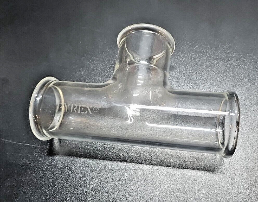 Pyrex Double Tough Beaded Process Pipe Tee 2" Diameter  6" Length  T