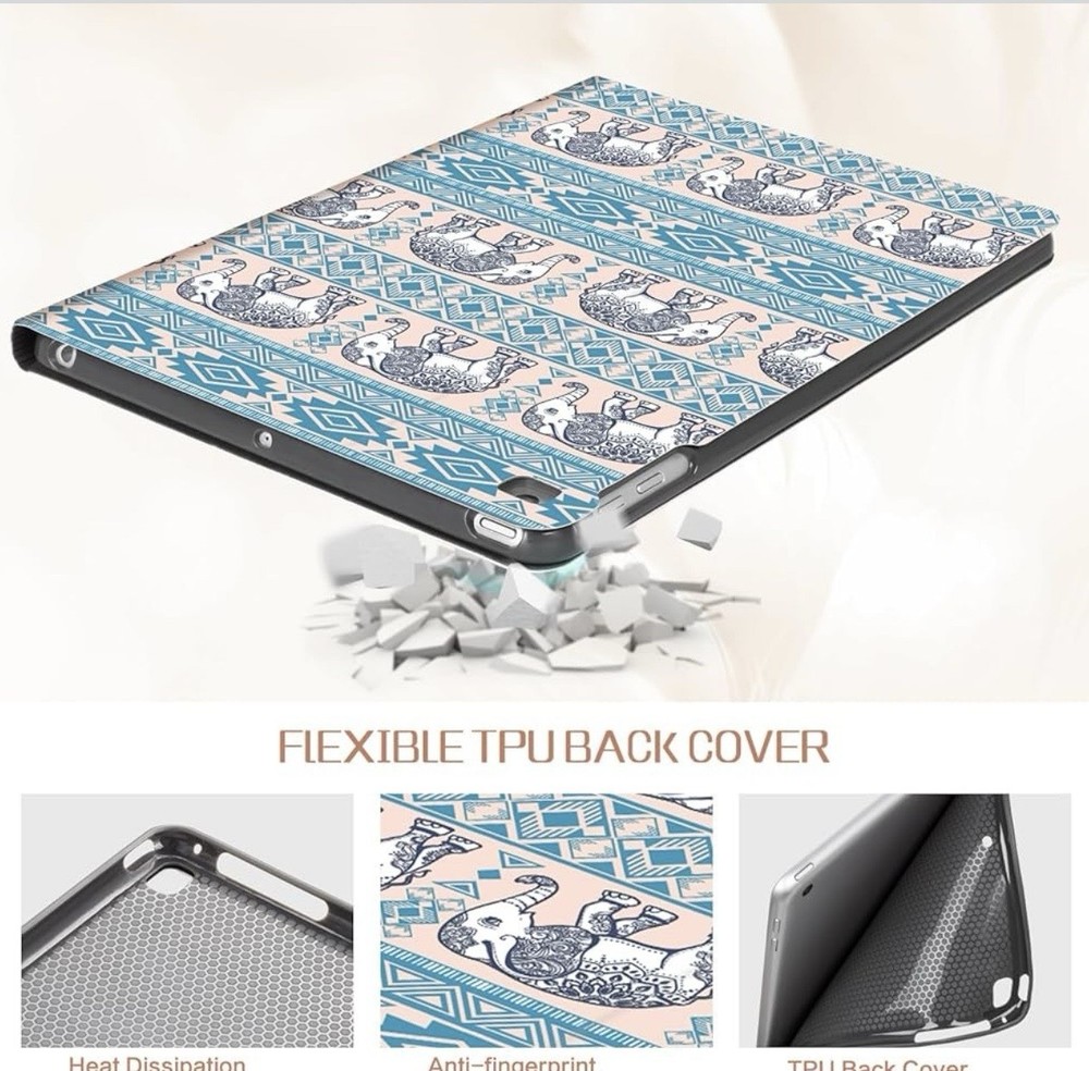 Apple iPad Air 2 Case 5th & 6th Cases 9.7 inch Elephants Boho