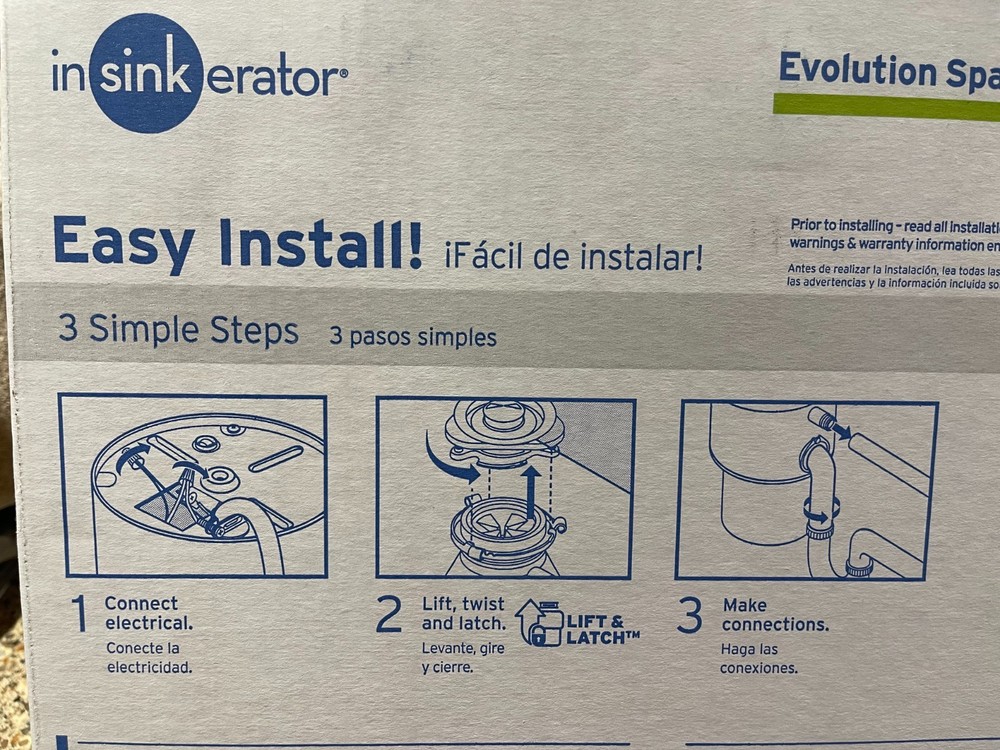 InSinkErator Evolution 5/8hp Garbage Disposal - Quiet Series - Lift & Latch