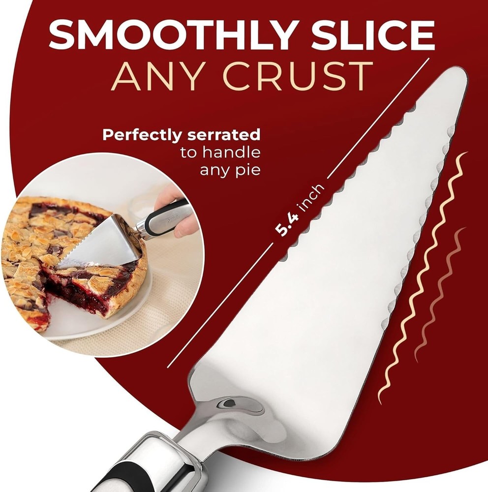 Pie Server, Essential Kitchen Tool, Serrated on Both Sides, Great for Right or L
