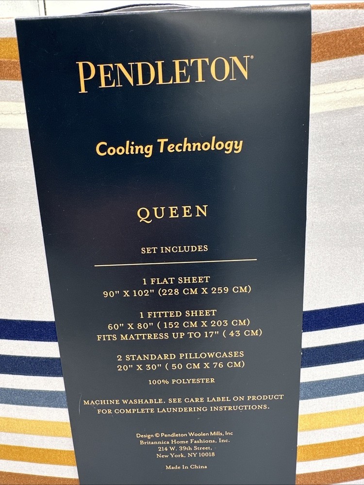 Pendleton Westland Stripe Cooling Technology 4-Pc Sheet Set QUEEN 2 Pillowcases