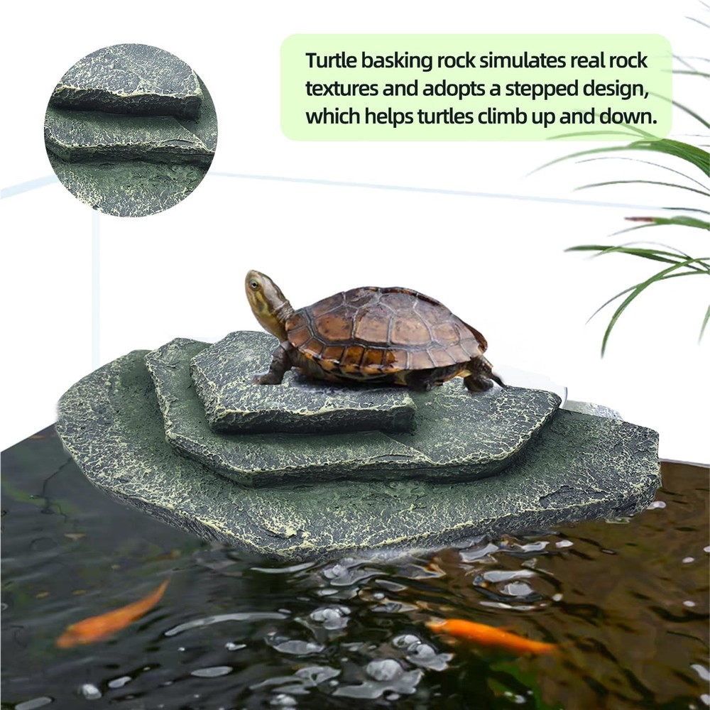 Green Tortoise Basking Platform Floating Resting Terrace With Suction Cup