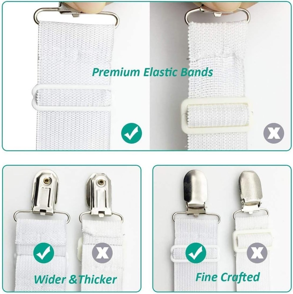 Bed Sheet Holders Straps Heavy Duty Elastic Fasteners for Fitted Sheets