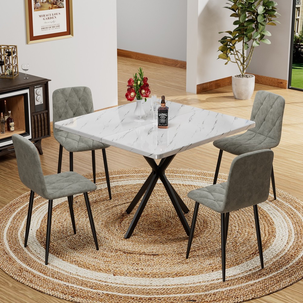 Square Dining Table, Mid Century Modern Square Dining Table for 4-6 Person, Co