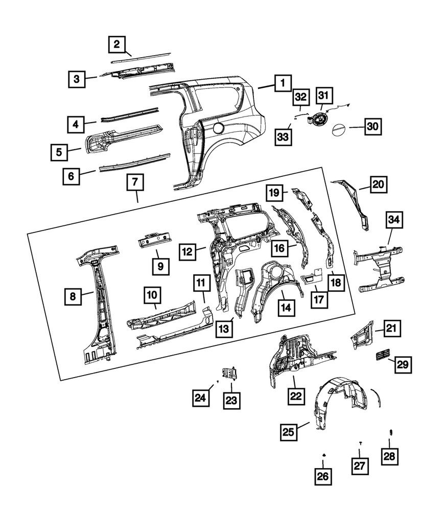 Genuine Mopar D Pillar Lower Reinforcement Right 68227960aa