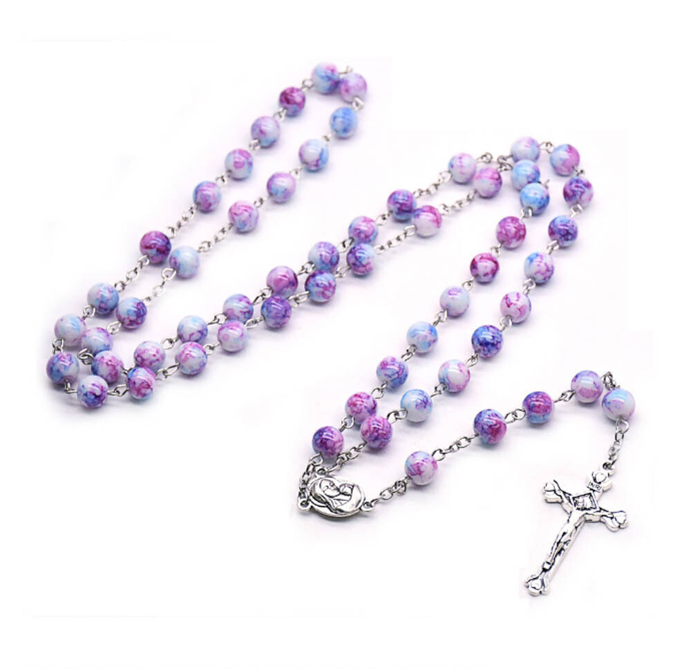 Purple Glass Beads Rosary Necklace – Catholic Holy Center & Crucifix