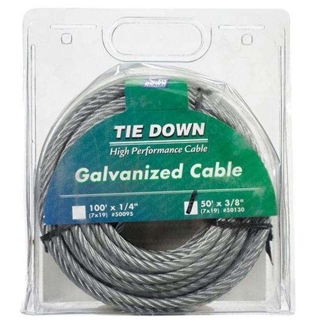 Tie Down 50130 Galvanized Cable (Swagged Loop and Thimble, 3/8 Inch, 50 Foot