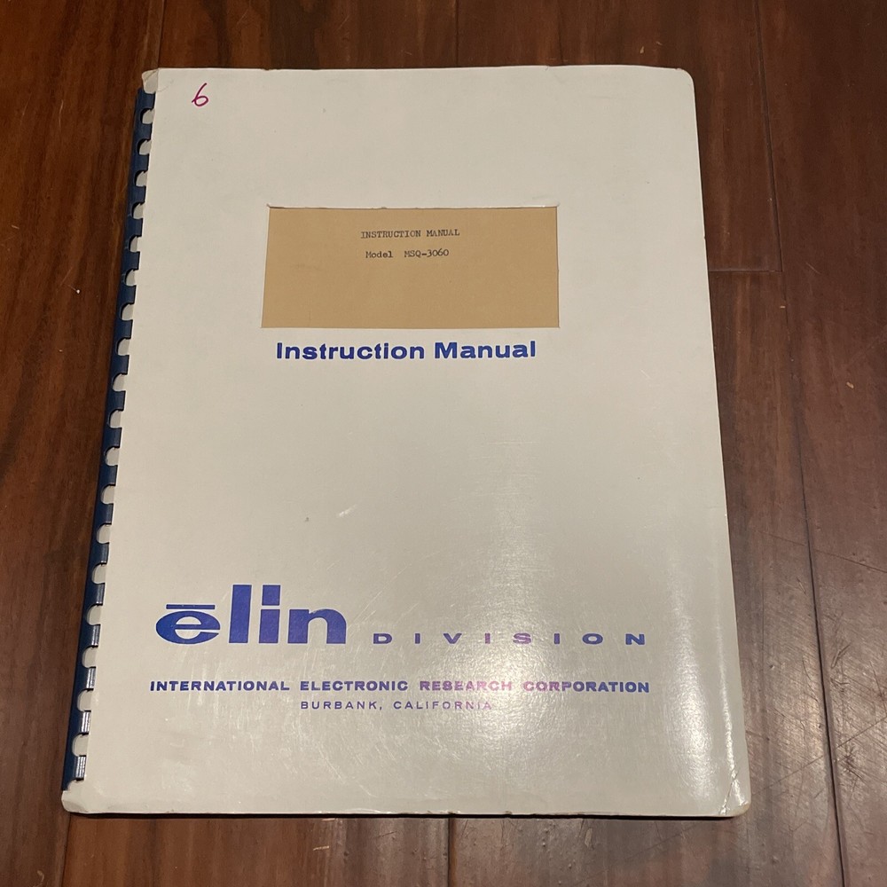 Elin Division Model MSQ-3060 Instruction Manual