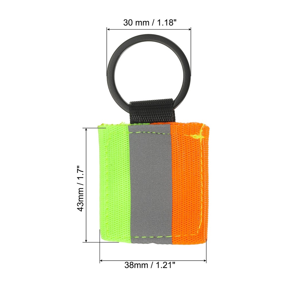 6 Pcs Reflective Keychain Tags, Reflective Zipper Pulls, Green/Orange