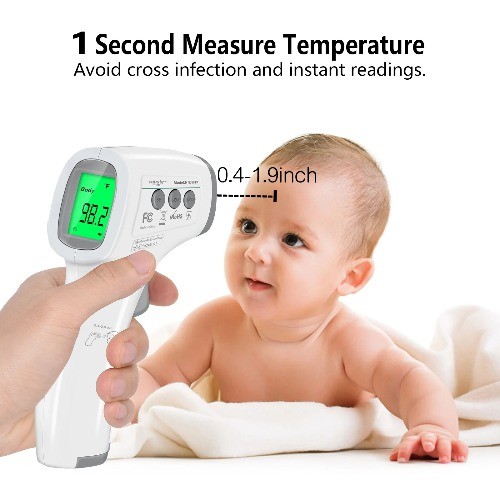 Equate Infrared No Touch Forehead Body Thermometer,1-second, 3-color backlight