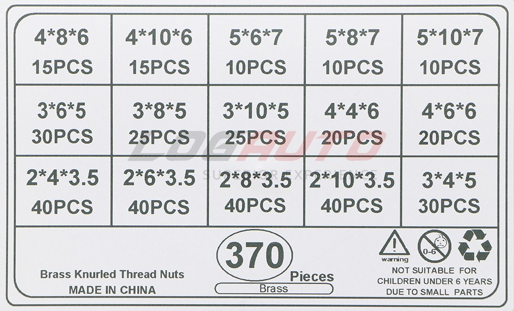 370Pcs Female Thread Solid Brass Knurled Nuts Threaded Insert Embedment M2-M5