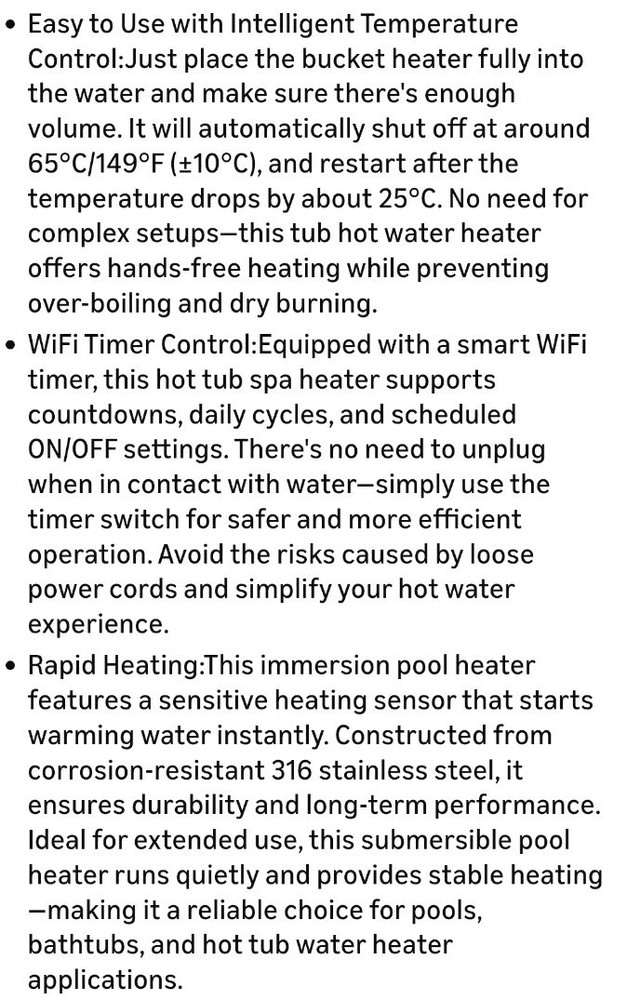 2000W Water Heater for Hot Tub & Pool – Portable Elec.....