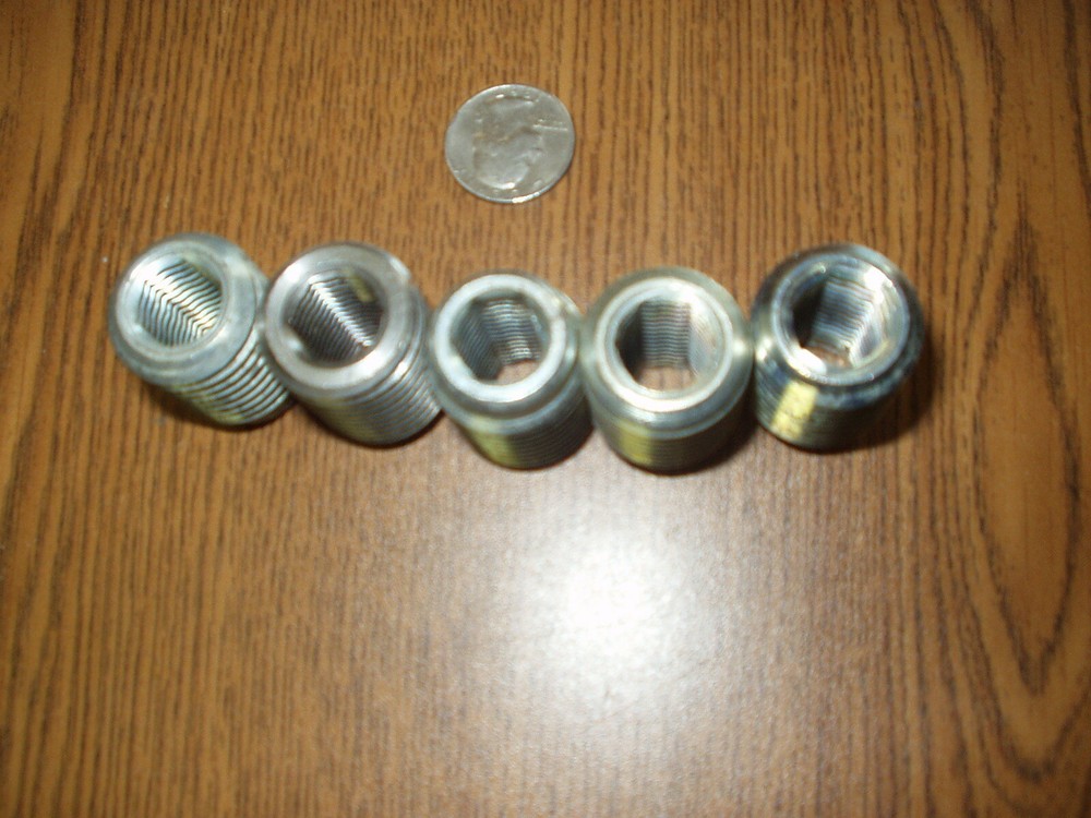 Five New Thread Inserts 1"- 8 TPI Thread with 1/2" Hex Drive and 5/8" -11 id