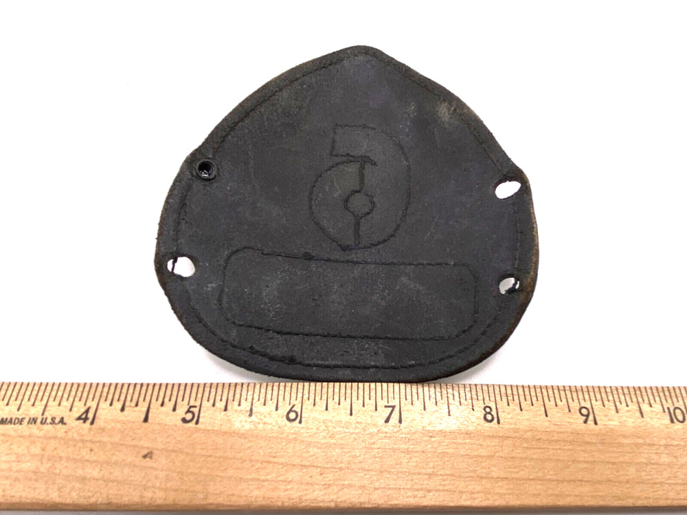 Antique Fireman's Hat Leather Shield EDFD Red Leather Helmet shield