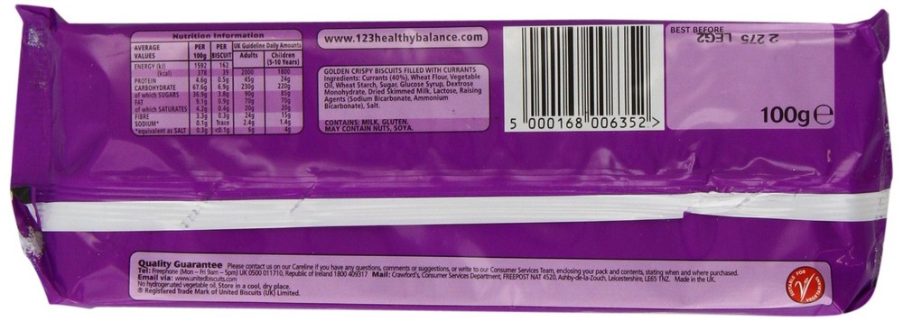 Crawfords Garibaldi Biscuits, 100 Gram (Pack of 12)