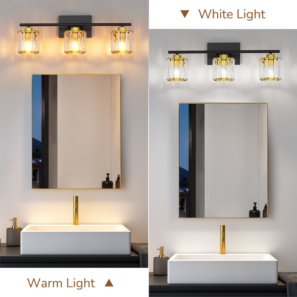 EDISHINE 3-light 24'' Bathroom Dimmable Vanity Light, 2 Mounting Options