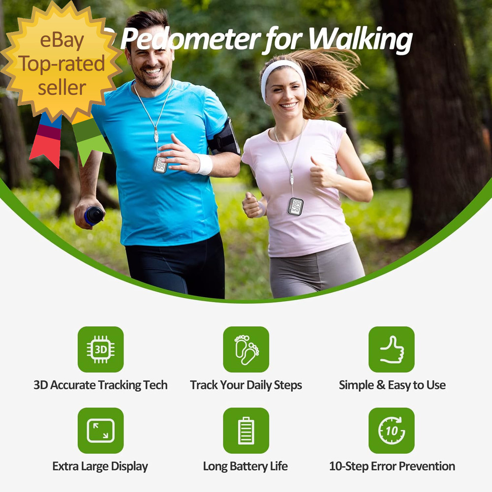 3D Pedometer for Walking Simple Step Counter for Walking with Removable Clip